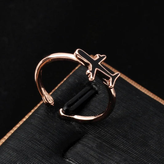 mini airplain adjustable ring for women