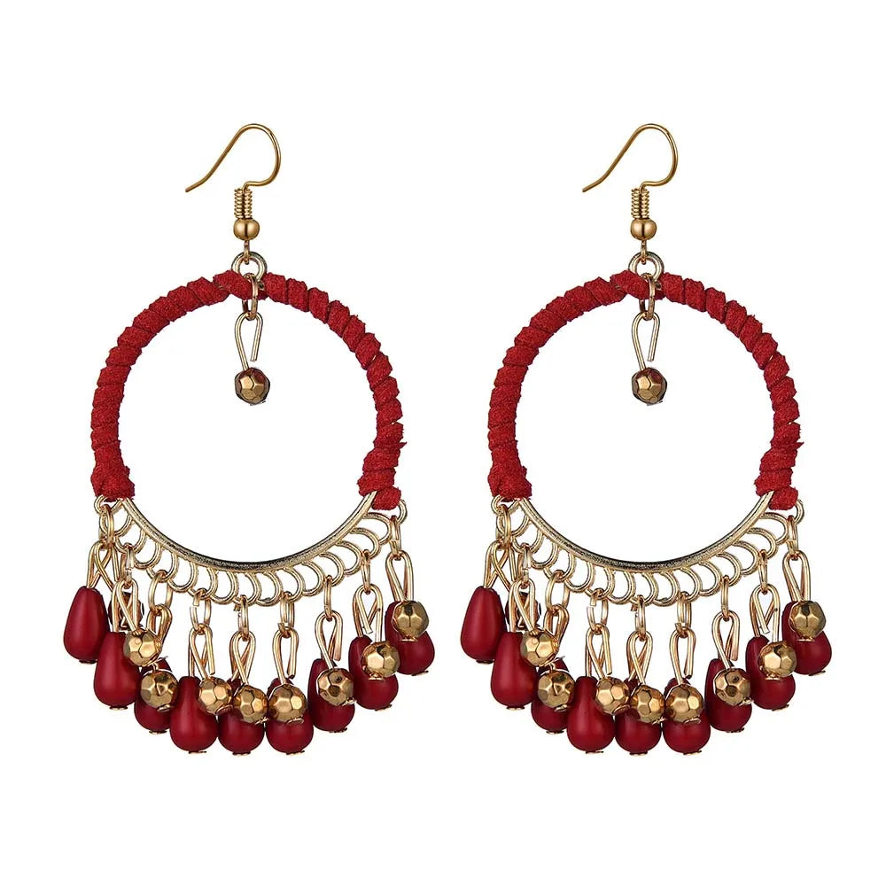 New Ethnic Round braided Dangle Earrings For Women Bohemian