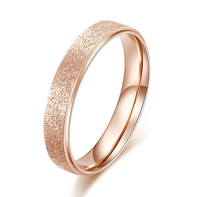 Rose Gold Color Frosted Finger Ring for Woman Man Wedding Jewelry