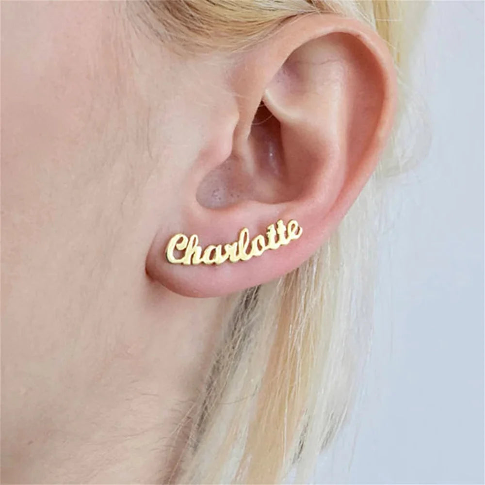 Stud Earrings Stainless Steel Letter  Earrings  Ear Jewelry Gift.