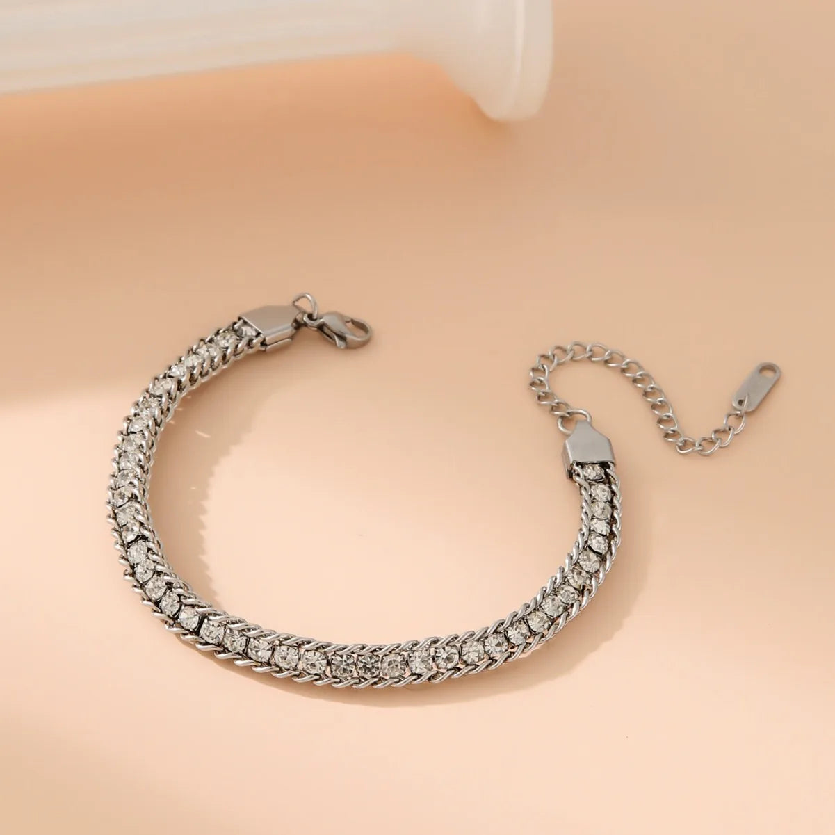 Stainless Steel Rhinestone Inlay Bracelet for Women Jewelry