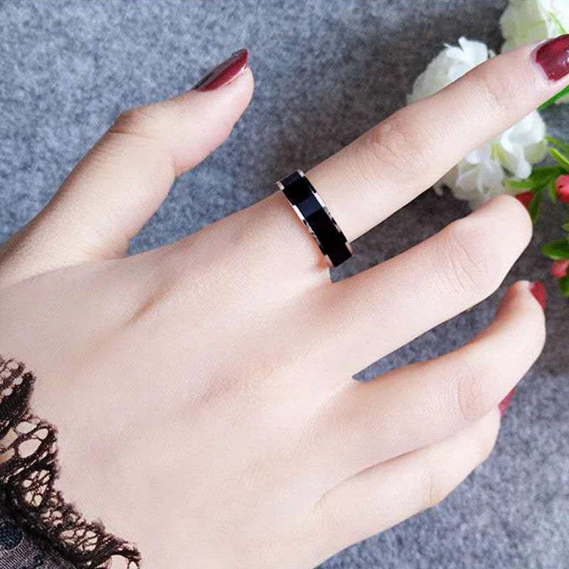 Rose Gold Color White Black Charm Ring for Woman