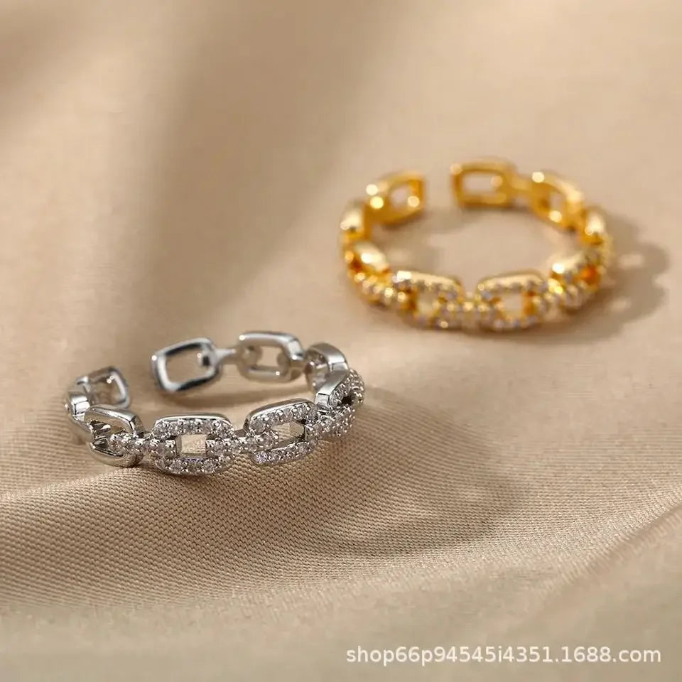 Classic Twist Chain Open Rings For Women