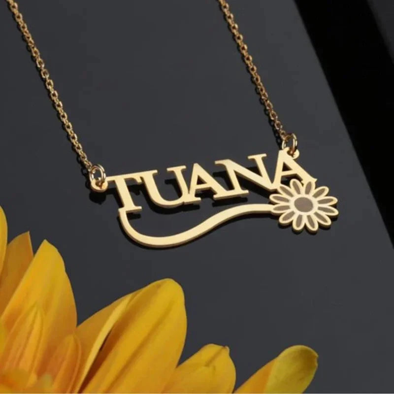 Name Letter Necklace Fashion Stainless Steel Charm Clavicle Chain Women Jewelry Gift