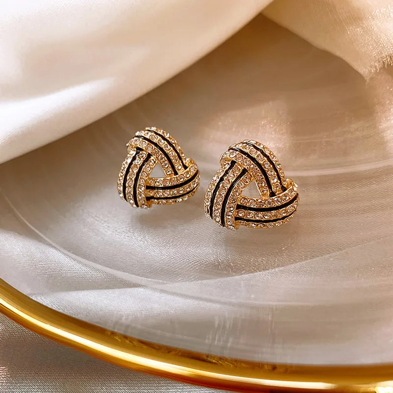 Exquisite Zircon Small Triangle Ear Studs for Women