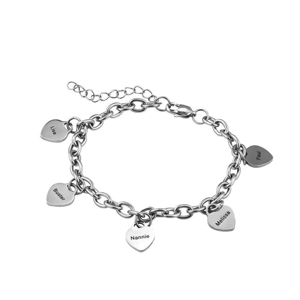 Personalized Customized Name Bracelet Stainless Steel Heart