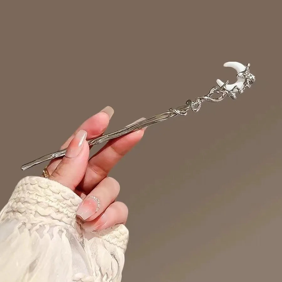 Vintage Crystal Star Moon Hair Sticks for Women