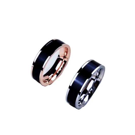 Rose Gold Color White Black Charm Ring for Woman