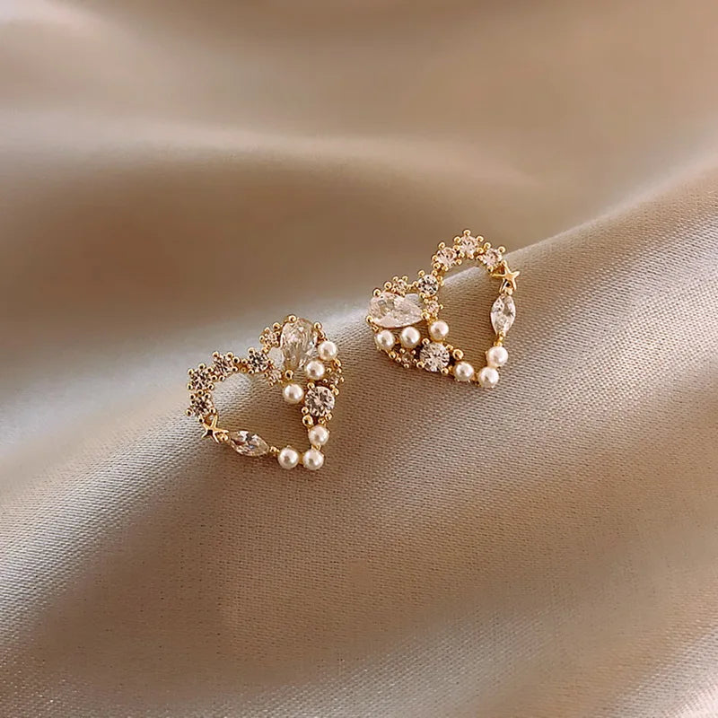 Exquisite Zircon Small Triangle Ear Studs for Women