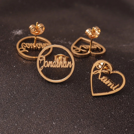 Custom Heart Name Earrings for