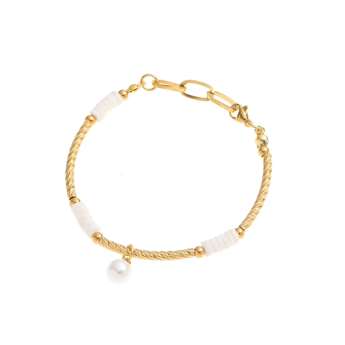 Stainless Steel Thread Bracelet Gold Color Imitation pearl Chain Bracelet for Women