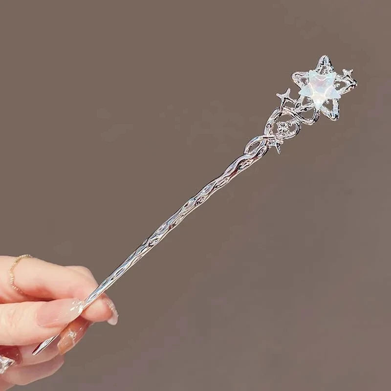 Vintage Crystal Star Moon Hair Sticks for Women