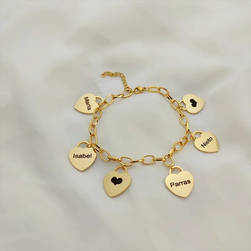 Personalized Customized Name Bracelet Stainless Steel Heart