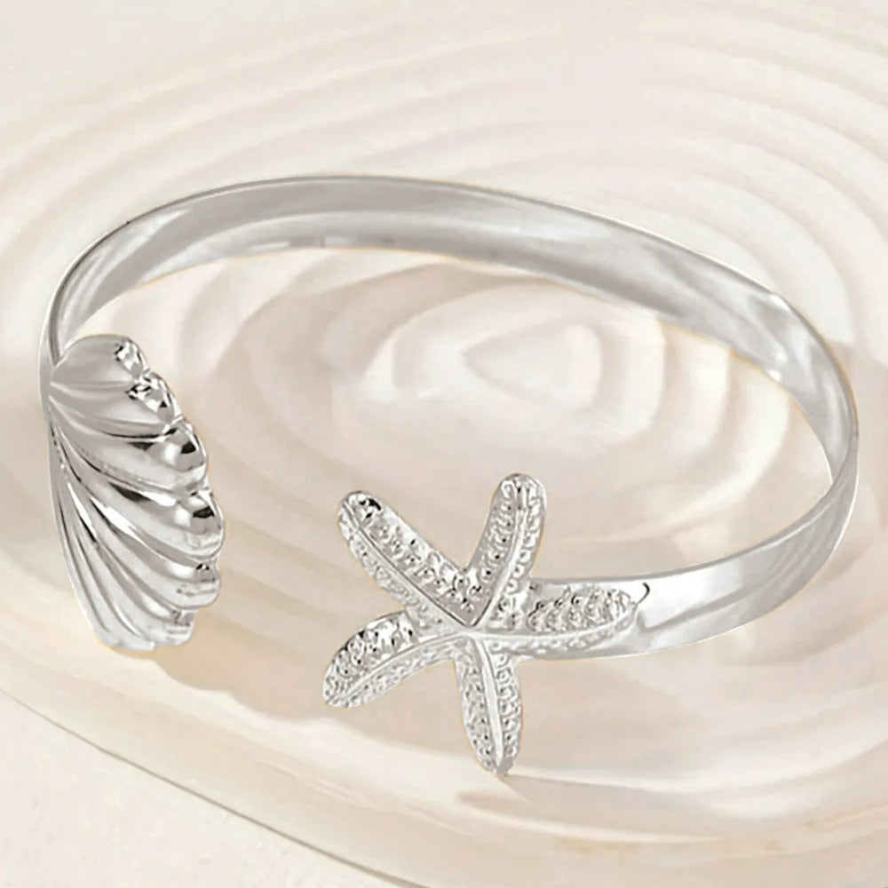 Stainless Steel Sea Star Shell Bracelet