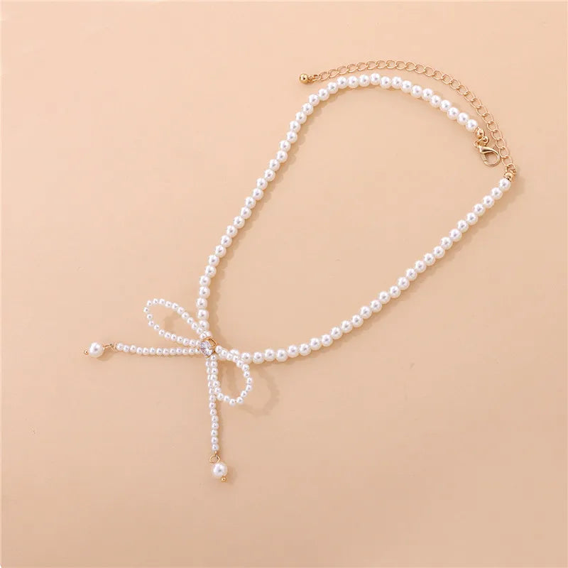 Simple Design Bow Knot Pendant Necklace Women