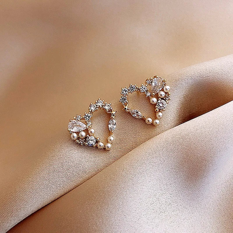 Exquisite Zircon Small Triangle Ear Studs for Women