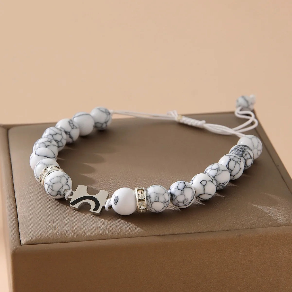 2Pcs New White Turquoise Black Matte Couple Bracelet