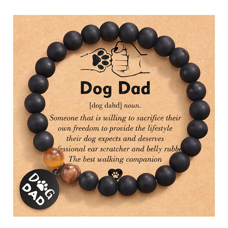 Father's Gift Bracelet DOG DAD Animal Black Plated Bracelet