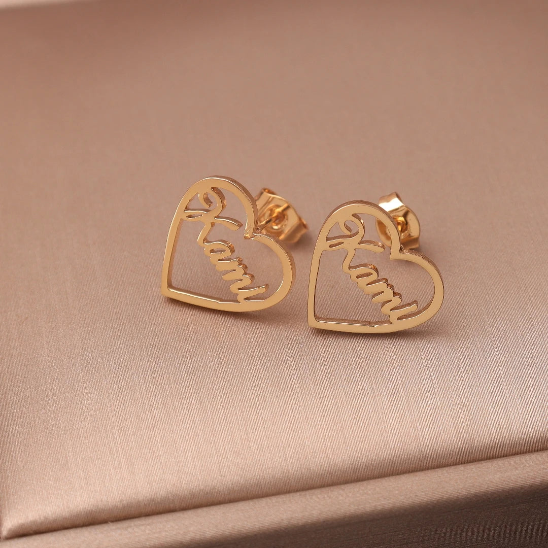 Custom Heart Name Earrings for