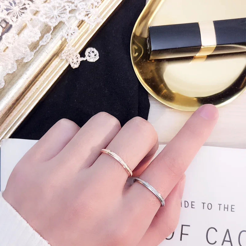 Rose Gold Color Frosted Finger Ring for Woman Man Wedding Jewelry