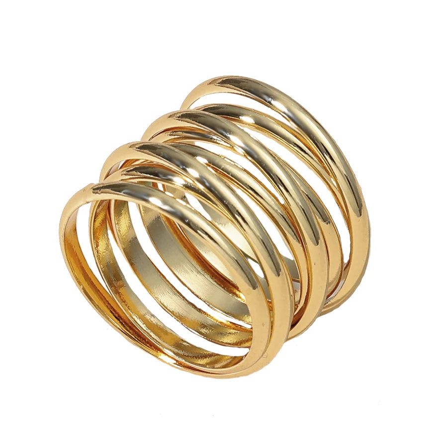 18KGP Gold Plated Brass Ring for Women Open Size Woven Cross Style Ring