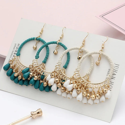 New Ethnic Round braided Dangle Earrings For Women Bohemian