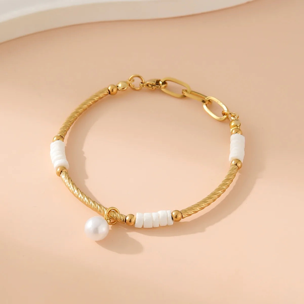 Stainless Steel Thread Bracelet Gold Color Imitation pearl Chain Bracelet for Women