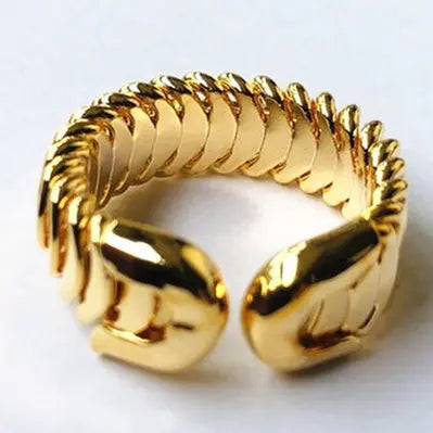 18KGP Gold Plated Brass Ring for Women Open Size Woven Cross Style Ring