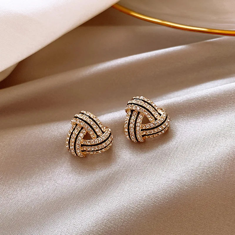 Exquisite Zircon Small Triangle Ear Studs for Women