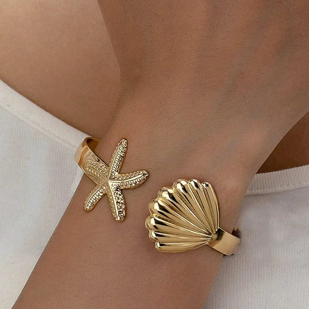 Stainless Steel Sea Star Shell Bracelet