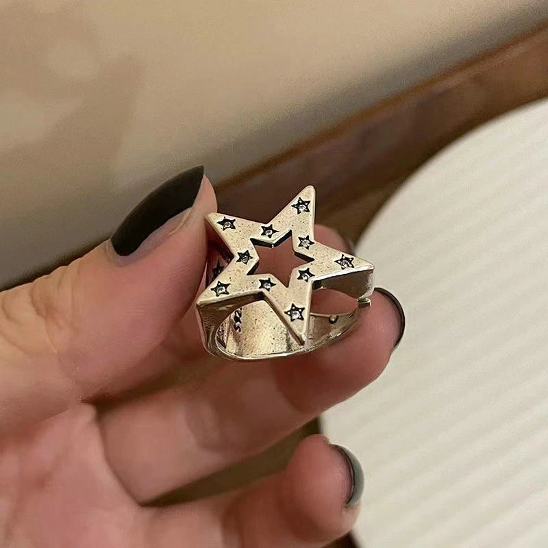 Fashion hexagram Stars Pendant Rings Gold