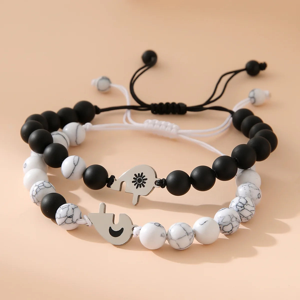 2Pcs New White Turquoise Black Matte Couple Bracelet