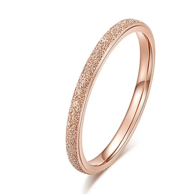 Rose Gold Color Frosted Finger Ring for Woman Man Wedding Jewelry