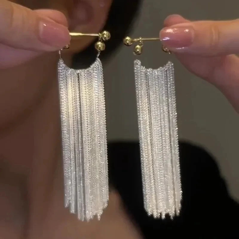 Trend Unique Design Elegant Exquisite Light Luxury Long Tassel Earrings