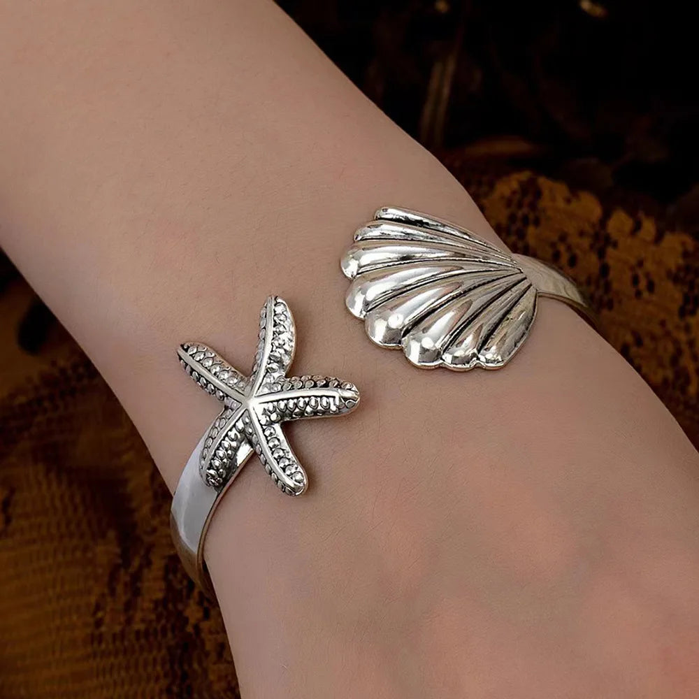 Stainless Steel Sea Star Shell Bracelet