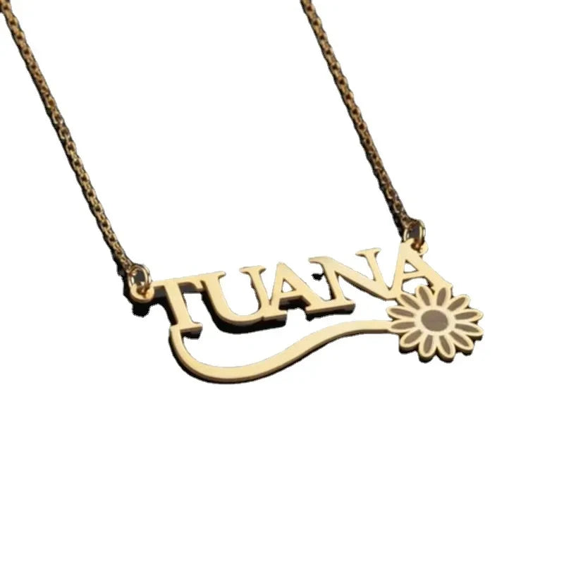 Name Letter Necklace Fashion Stainless Steel Charm Clavicle Chain Women Jewelry Gift