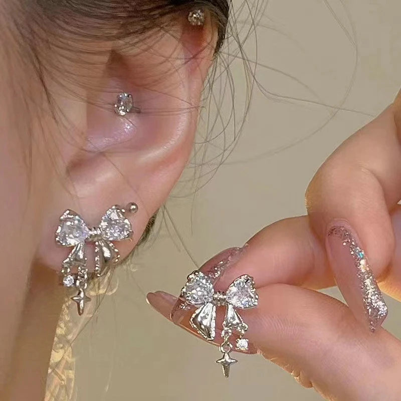 Exquisite Zircon Small Triangle Ear Studs for Women