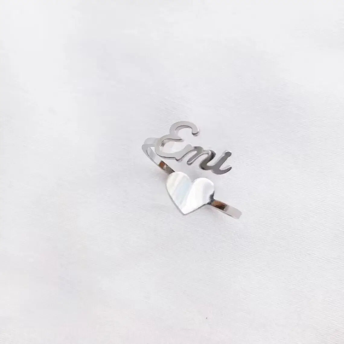 Personalised  Heart Custom Name Rings