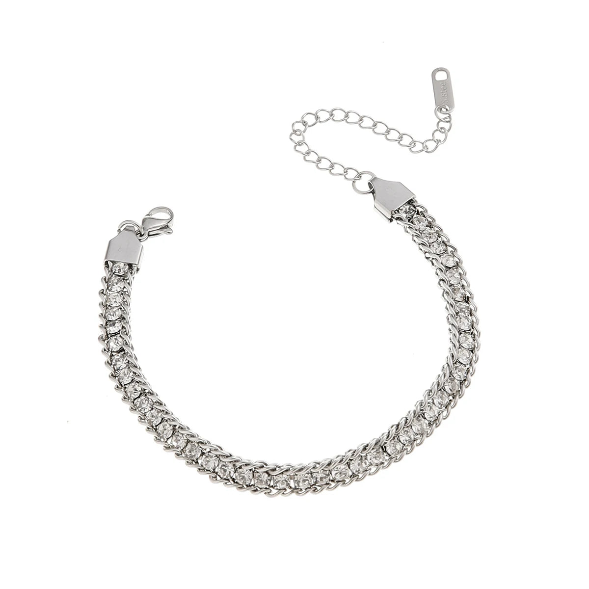 Stainless Steel Rhinestone Inlay Bracelet for Women Jewelry