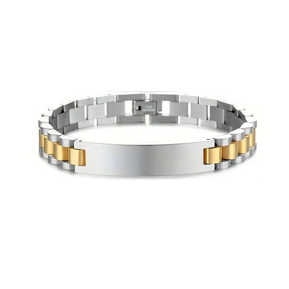 Stainless steel bracelet with custom text for men and women