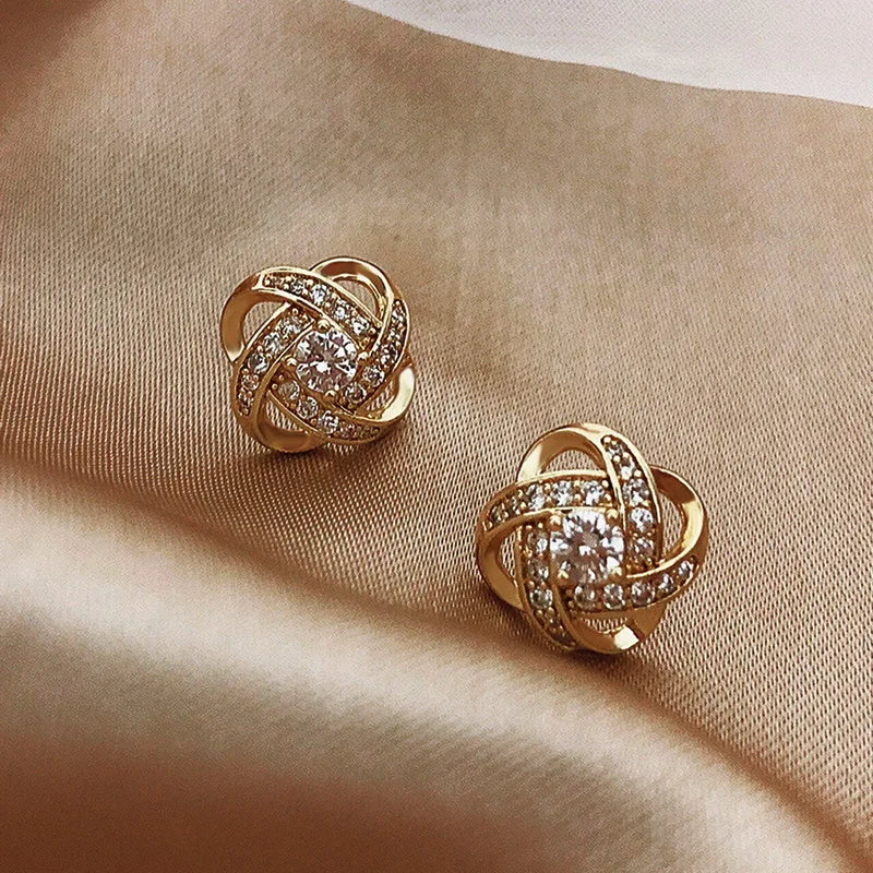 Exquisite Zircon Small Triangle Ear Studs for Women