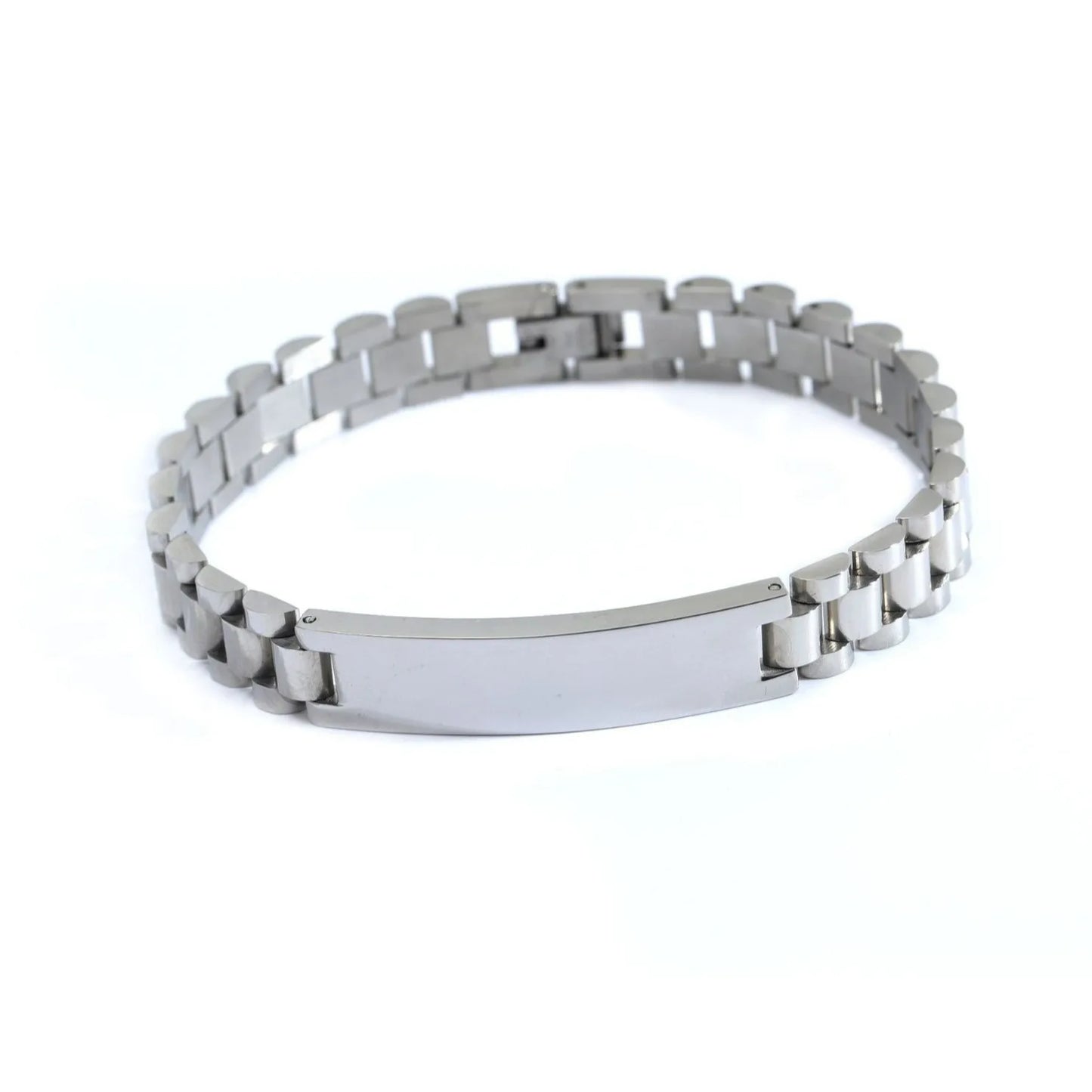 Stainless steel bracelet with custom text for men and women