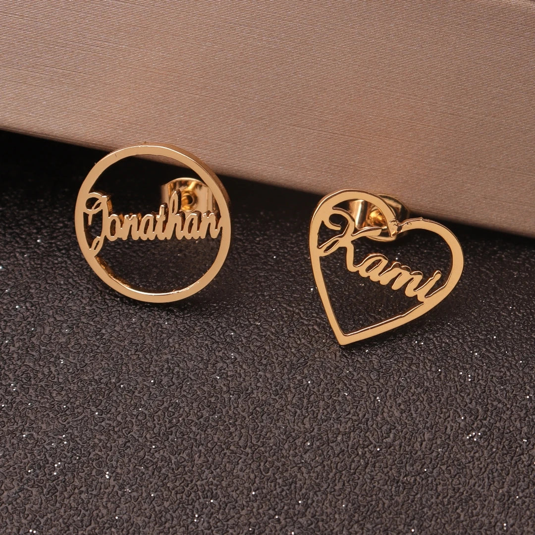 Custom Heart Name Earrings for