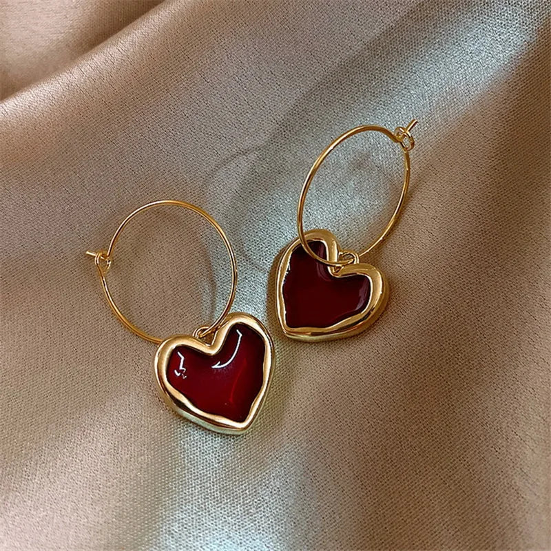 Korean Fashion Wine Red Cherry Drop Earrings For Women