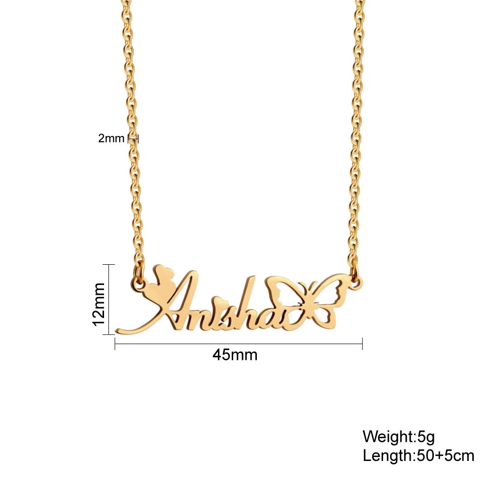 Customized Birthday Butterfly Name Necklace