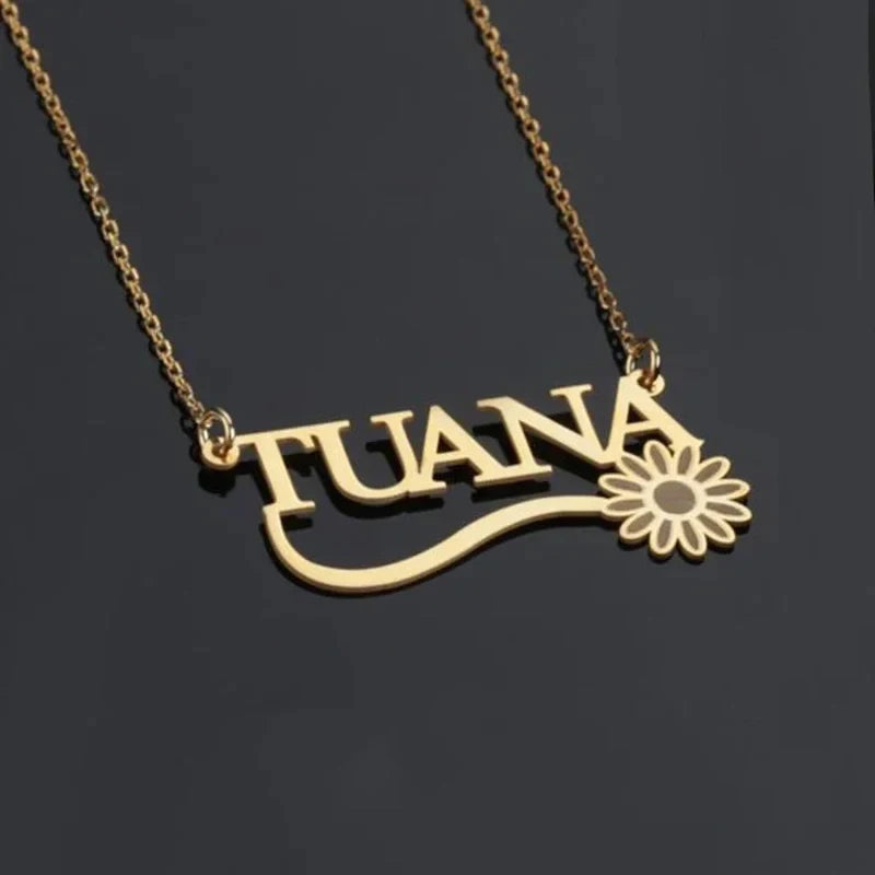 Name Letter Necklace Fashion Stainless Steel Charm Clavicle Chain Women Jewelry Gift